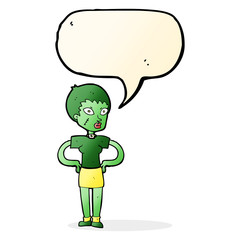 cartoon halloween girl with speech bubble