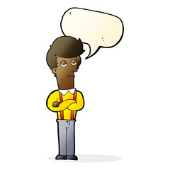 cartoon bored man with speech bubble