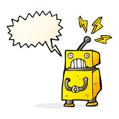 cartoon little robot with speech bubble
