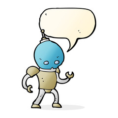 cartoon alien robot with speech bubble