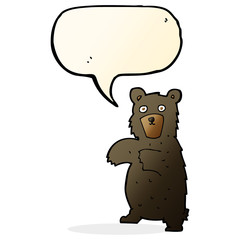 cartoon black bear with speech bubble