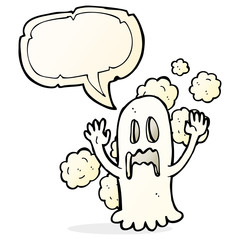 cartoon spooky ghost with speech bubble