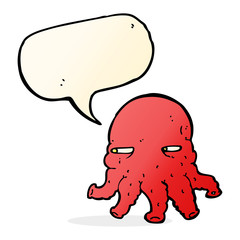 cartoon alien face with speech bubble