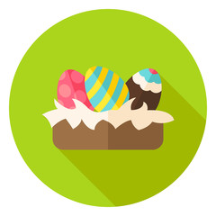 Nest with Easter Eggs with Decor Circle Icon