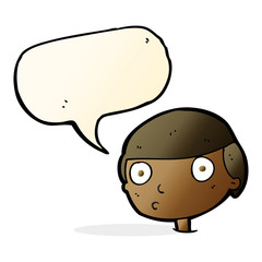 cartoon boy staring with speech bubble
