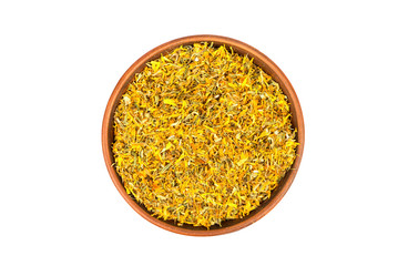 Dry calendula in bowl