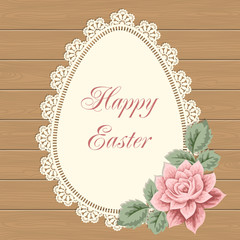 Easter card with lace doily - obrazy, fototapety, plakaty