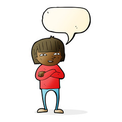 cartoon happy person with speech bubble