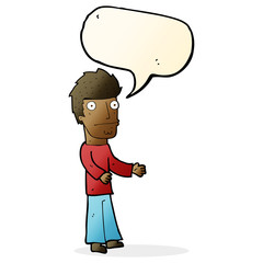 cartoon confused man with speech bubble