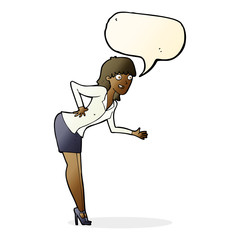 cartoon businesswoman explaining with speech bubble