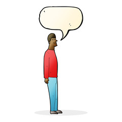 cartoon tall man with speech bubble