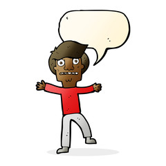 cartoon boy panicking with speech bubble
