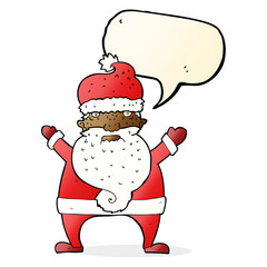 cartoon ugly santa claus with speech bubble