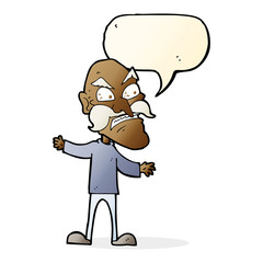cartoon angry old man with speech bubble