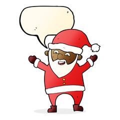 cartoon santa claus with speech bubble