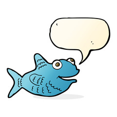 cartoon happy fish with speech bubble