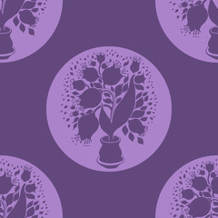 Seamless pattern with stylize silhouettes of tulips