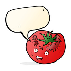 cartoon tomato with speech bubble