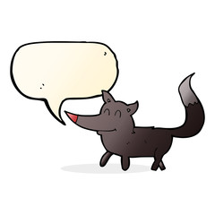 cartoon little wolf with speech bubble