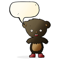 cartoon black bear cub with speech bubble