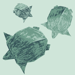 Origami creative turtles drawing illustration.