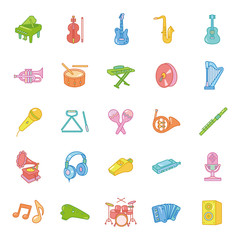 Music color vector icons