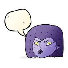 cartoon vampire face with speech bubble