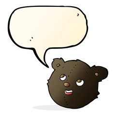 cartoon black bear face with speech bubble
