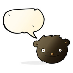 cartoon black bear head with speech bubble