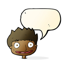 cartoon happy boy with speech bubble