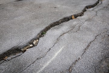 Cracked asphalt road