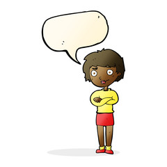 cartoon annoyed woman with speech bubble