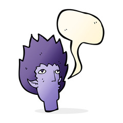 cartoon vampire face with speech bubble