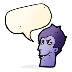 cartoon vampire face with speech bubble