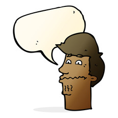 cartoon nervous man with speech bubble