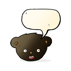 cartoon black bear face with speech bubble