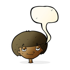 cartoon smug looking boy with speech bubble