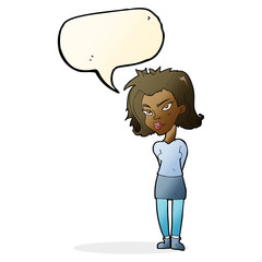 cartoon woman with speech bubble