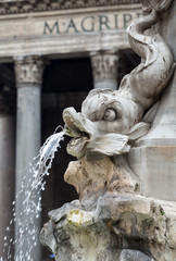  Close up of  Fountain of the Pantheon (Fontana del Pantheon)  at Piazza della Rotonda .. Rome, ...