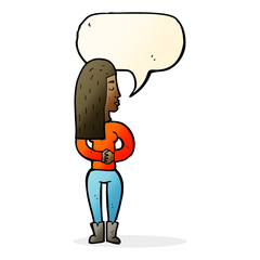 cartoon woman ignoring with speech bubble
