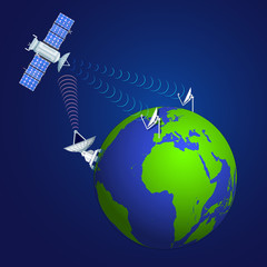 colorful satellite broadcasting concept illustration. © TRIKONA