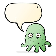cartoon alien squid face with speech bubble