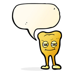 cartoon smiling tooth with speech bubble