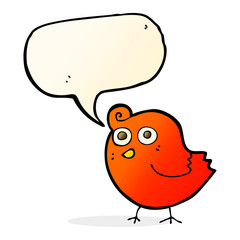 funny cartoon bird with speech bubble