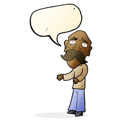 cartoon lonely old man with speech bubble