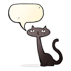 cartoon black cat with speech bubble