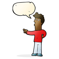 cartoon man pointing with speech bubble