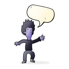 cartoon vampire with speech bubble