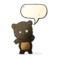 cute black bear cartoon with speech bubble