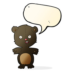 cute black bear cartoon with speech bubble